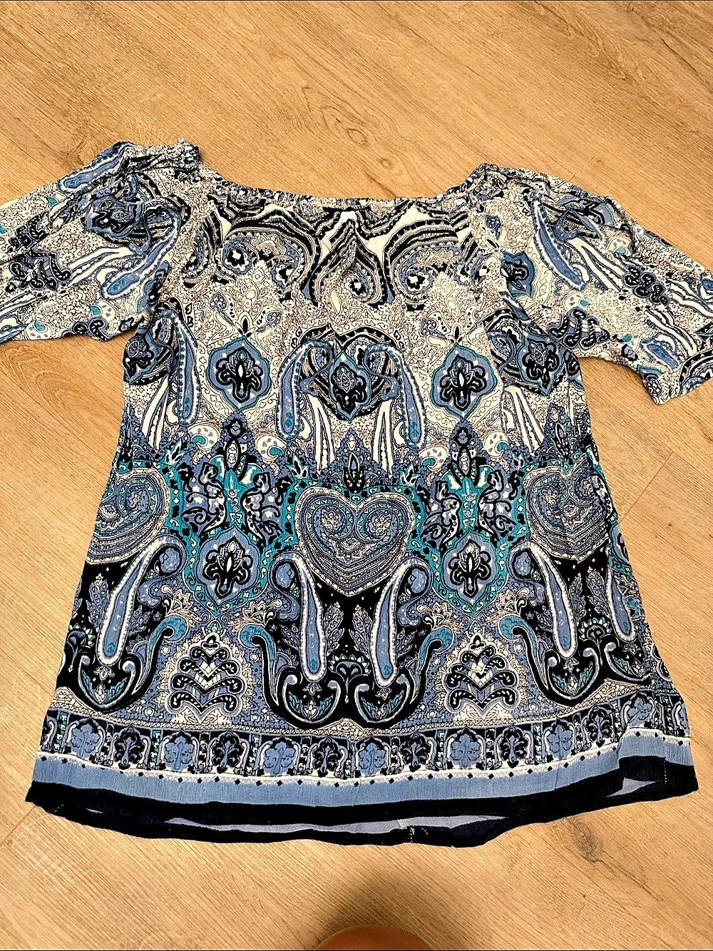 S.R Fashion Paisley Tunic in Blue & Black